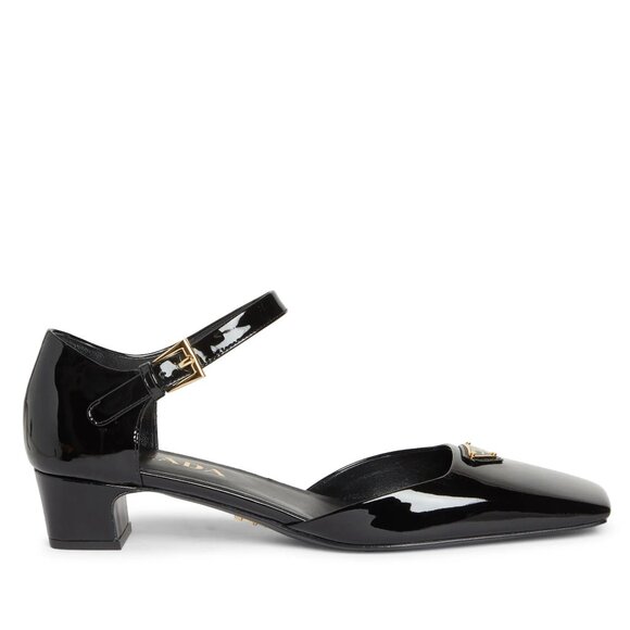 PRADA Modellerie Logo D'Orsay Square Toe Ankle Strap Mary Jane Pumps Heels - Picture 2 of 16